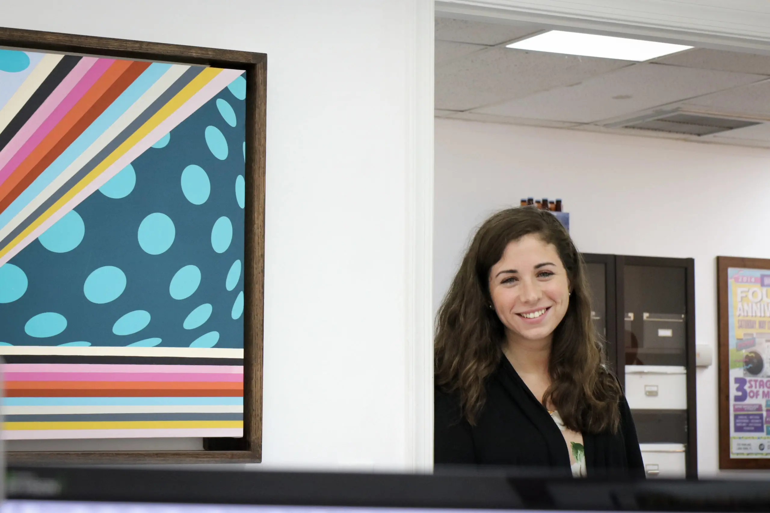 Girl standing in an office