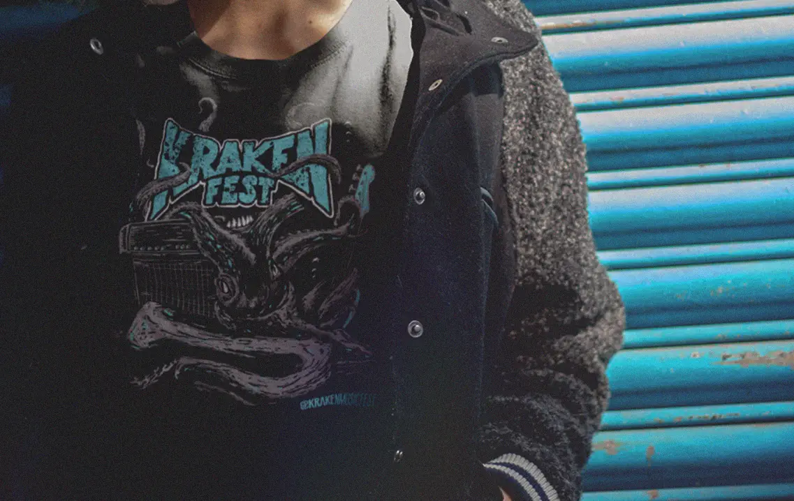 Edgy women wearing a krakenfest shirt